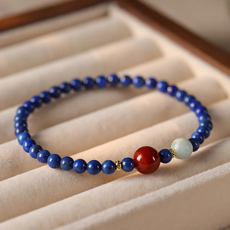 Buddha Stones Small Lazurite Agate Ultra-thin Beads Positive Bracelet