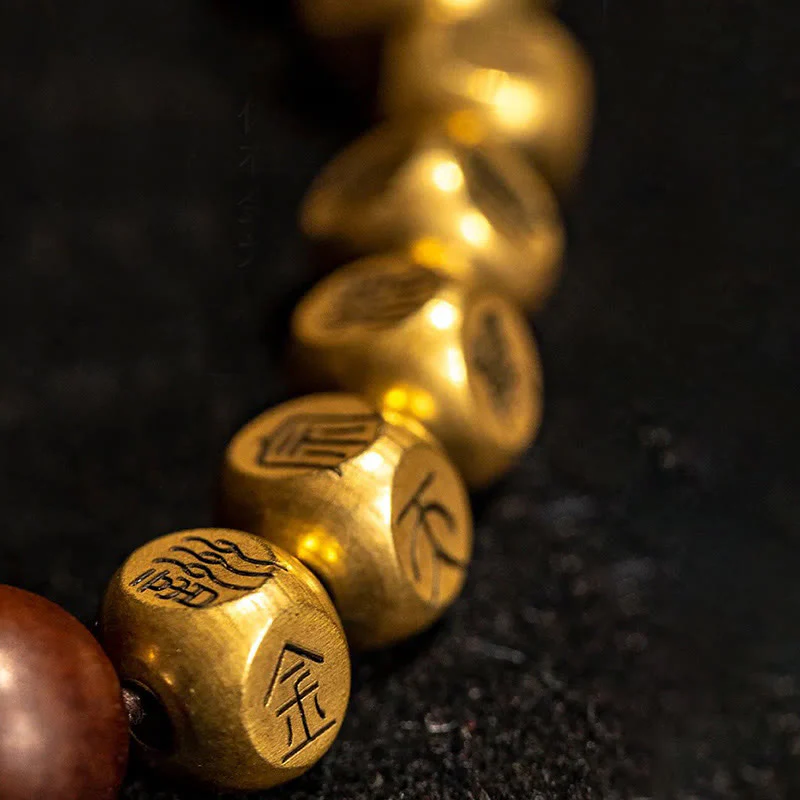 Buddha Stones Copper Brass Lightning Struck Jujube Wood Beads Wealth Bracelet