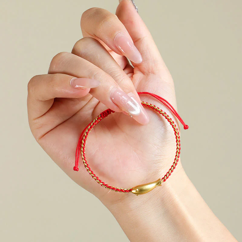 Buddha Stones 999 Sterling Silver Lucky Koi Fish Protection Rope Bracelet