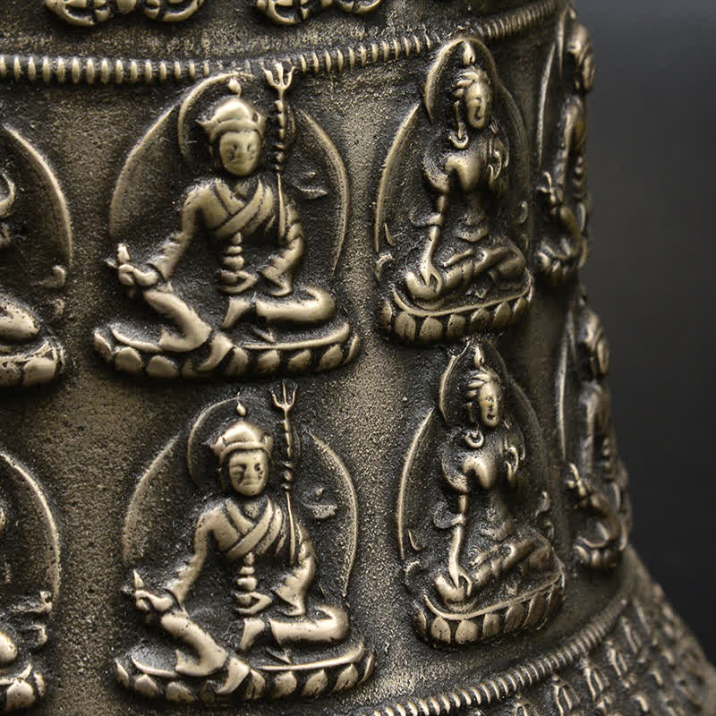 Buddha Stones Tibetan Engraved Buddha Dragon Wind Chime Bell Copper Luck Wall Hanging Decoration