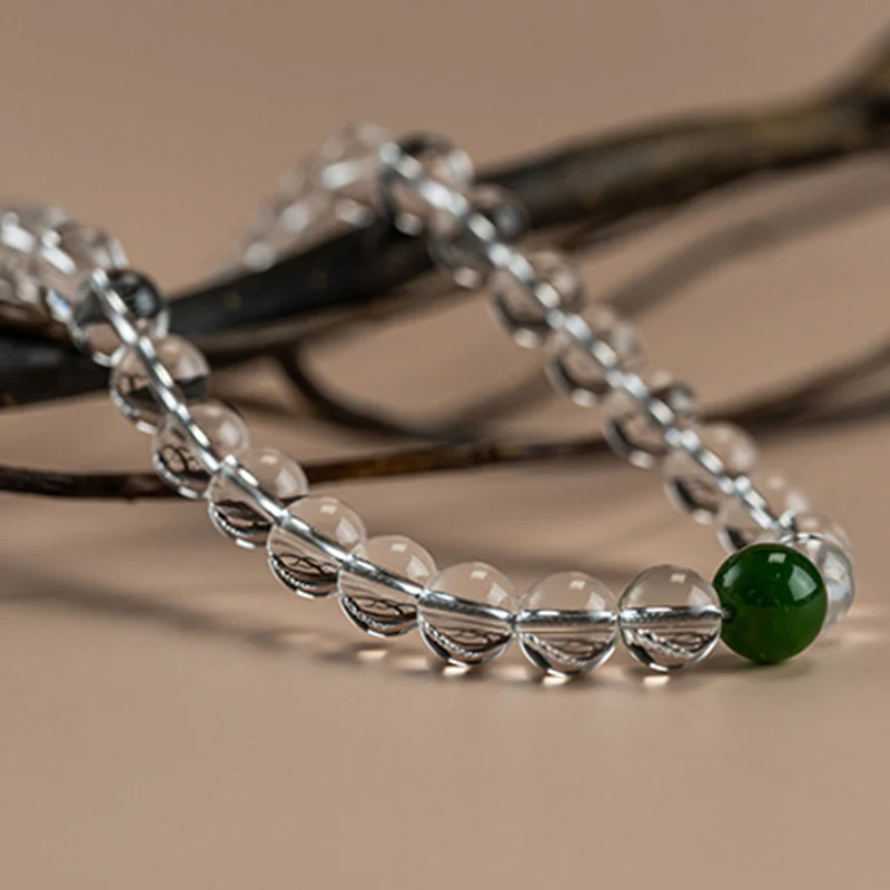 Buddha Stones 108 Beads White Crystal Jade Meditation Bracelet Mala