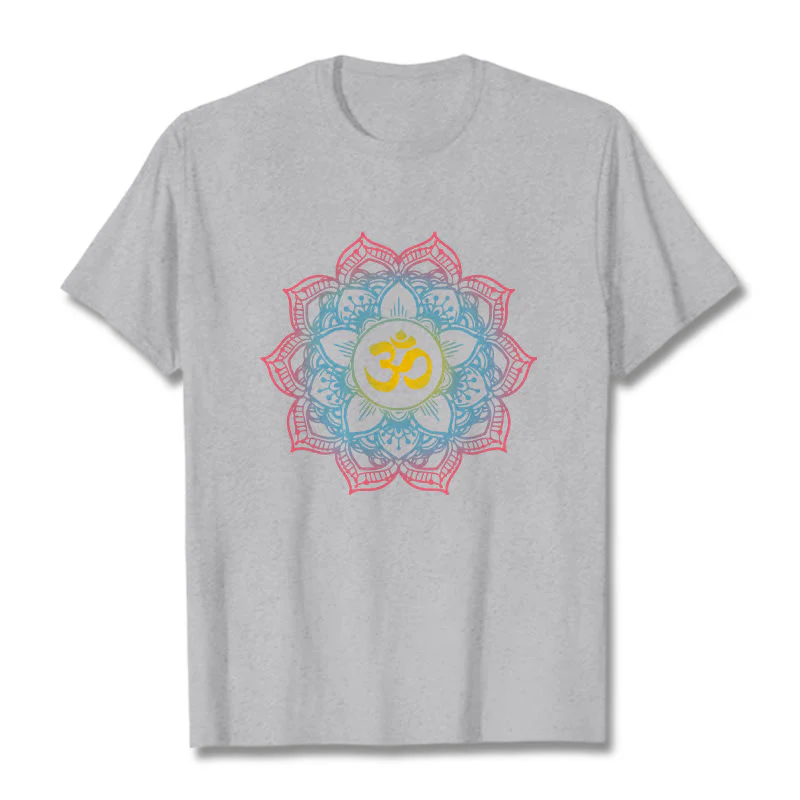 Buddha Stones Lotus-shaped Mandala OM Symbol Design Tee T-shirt