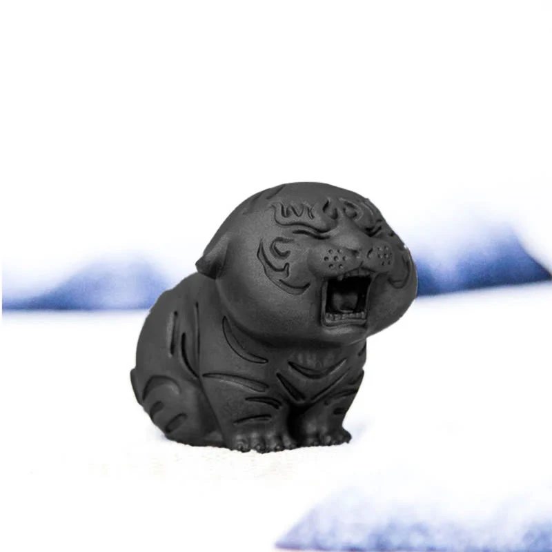 Buddha Stones Mini Cute Tiger Iron Powder Rust Cast Resin Statue Home Decoration