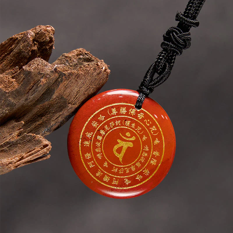 Buddha Stones Vairocana Tathagata Sanskrit Mantra Various Crystal Black Obsidian Green Aventurine Strength Necklace Pendant