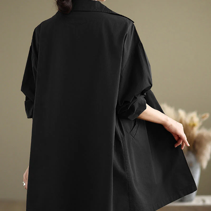 Buddha Stones Spring Plain Buttons Design Long Sleeve Women's Cotton Linen Jacket With Pockets