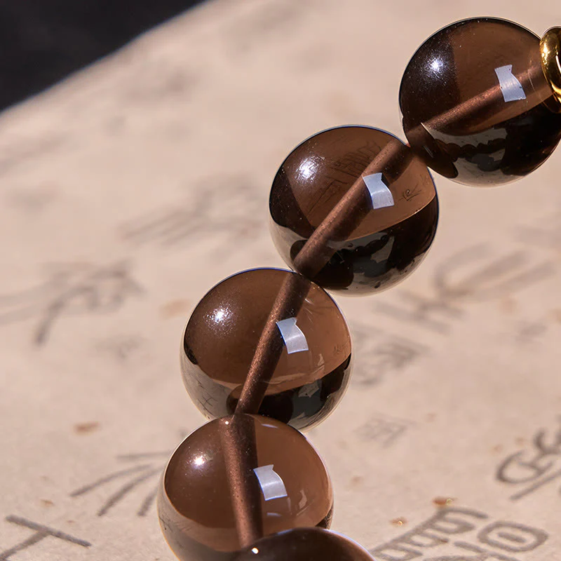 Buddha Stones Ice Obsidian Gold-stamped Sanskrit Courage Bracelet