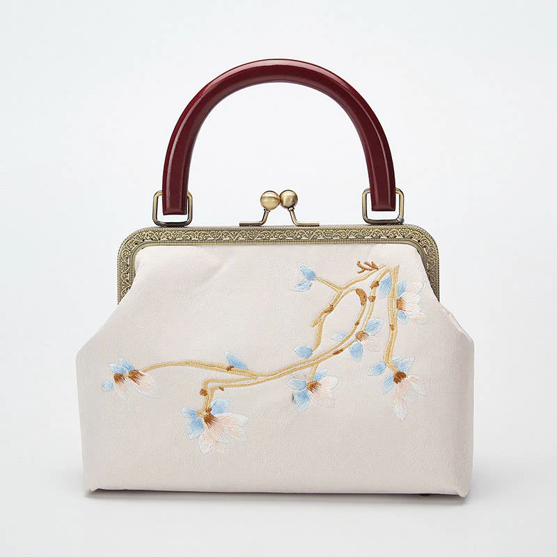 Buddha Stones Flower Embroidery Handbag Crossbody Bag