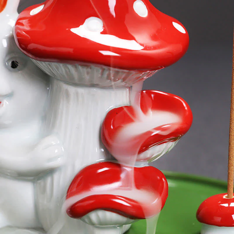 Year of the Rabbit Carrot Mushrooms Rabbit Ceramic Bunny Blessing Incense Burner (Extra 30% Off | USE CODE: FS30)
