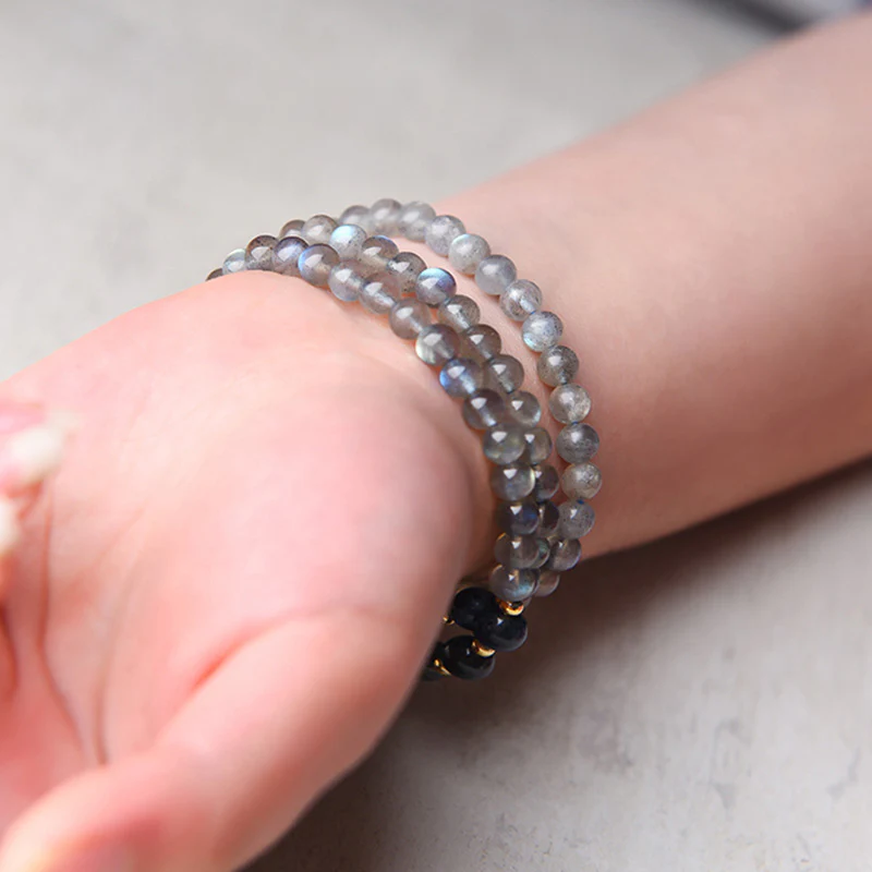 Buddha Stones Moonstone Lazurite Calm Healing Positive Bracelet