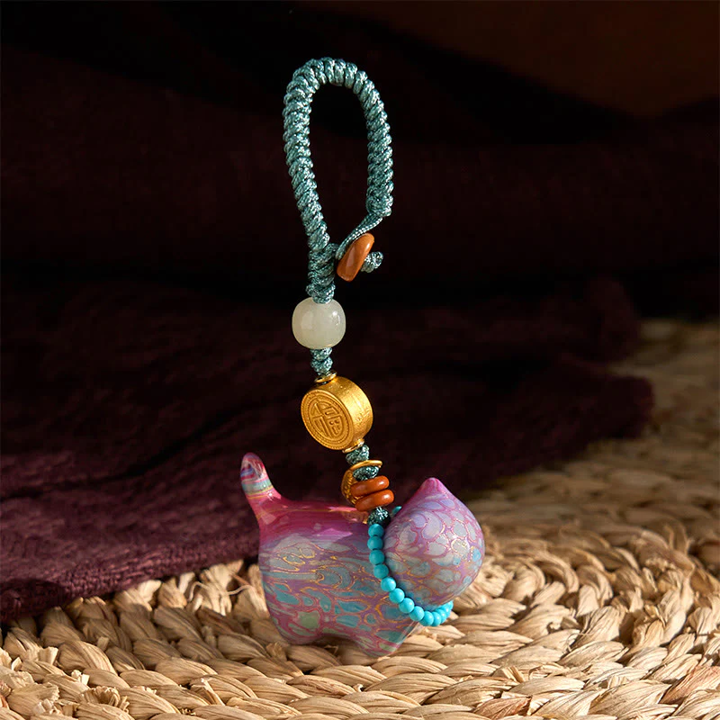 Buddha Stones Hetian Jade Natural Sandalwood Red Sandalwood Green Sandalwood Fu Character Abundance Key Chain