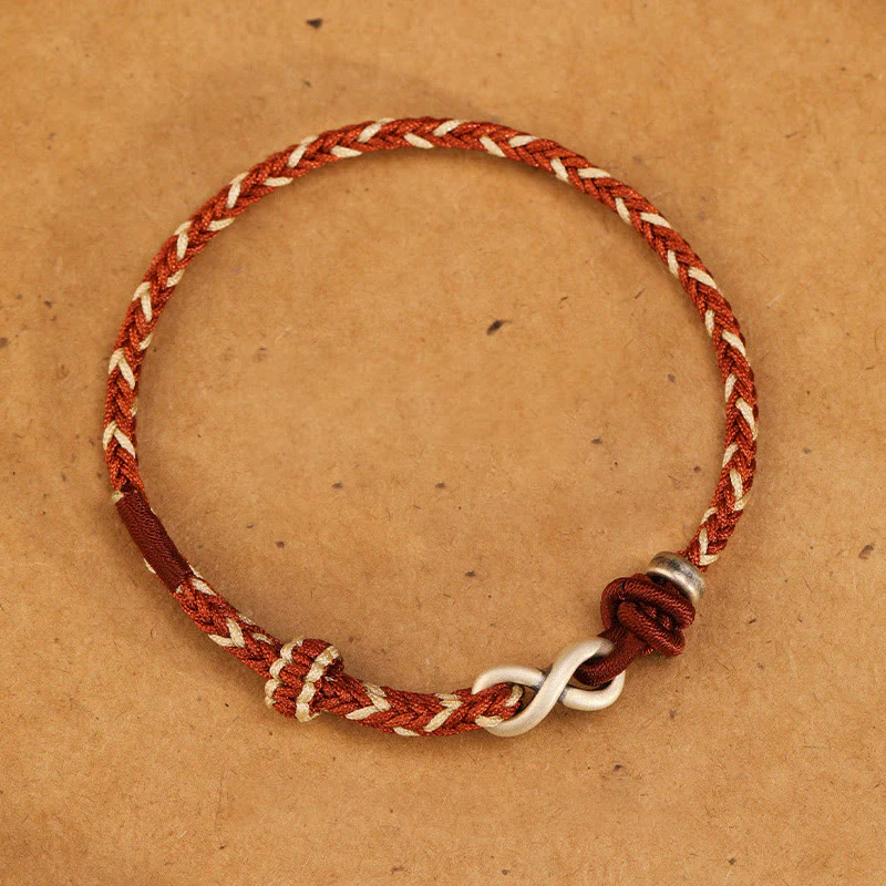 Buddha Stones Handmade 999 Sterling Silver Endless Knot Infinity Symbol Luck Rope Bracelet