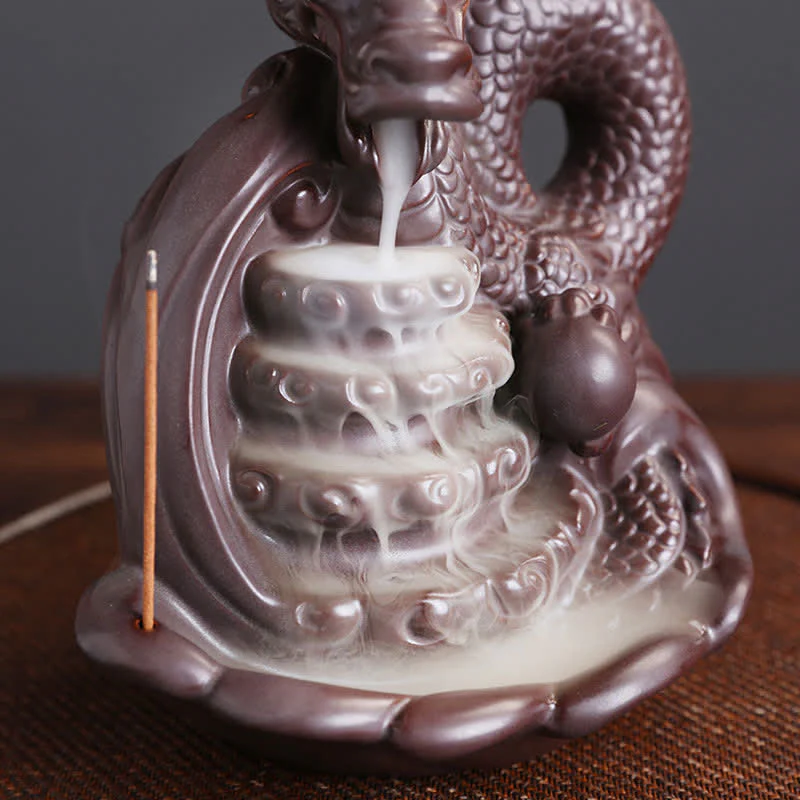 Buddha Stones Dragon Pattern Success Ceramic Incense Burner Decoration