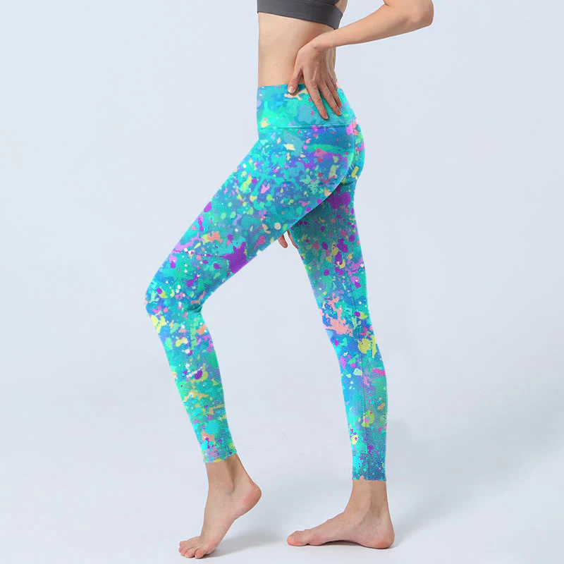 Buddha Stones Splash Ink Print Exercise Leggings Women's Yoga Pants