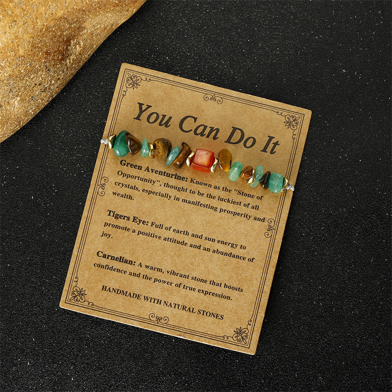 Buddha Stones You Can Do It Green Aventurine Tiger Eye Carnelian Luck Bracelet