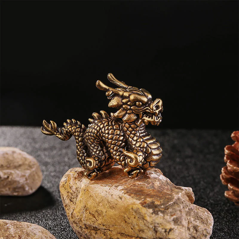 Buddha Stones Year Of The Dragon Small Auspicious Brass Dragon Luck Success Home Decoration