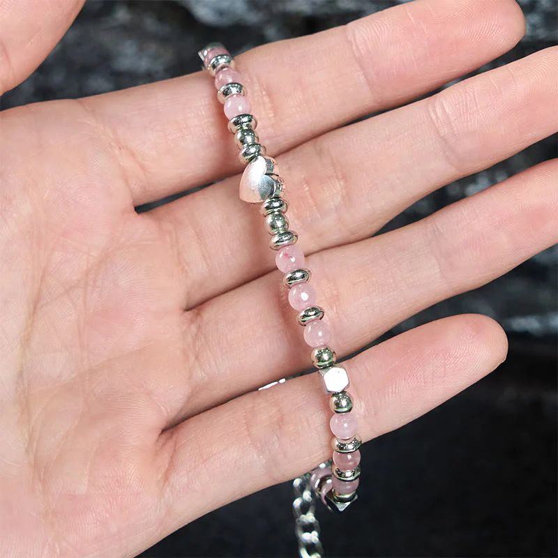 Buddha Stones Natural Stone Amazonite Amethyst Lazurite Rose Quartz Heart Positive Balance Bracelet
