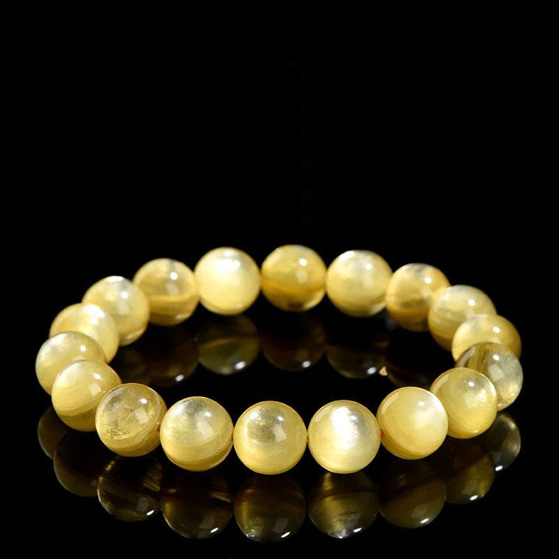 Buddha Stones Natural Golden Lepidolite Protection Prosperity Bracelet