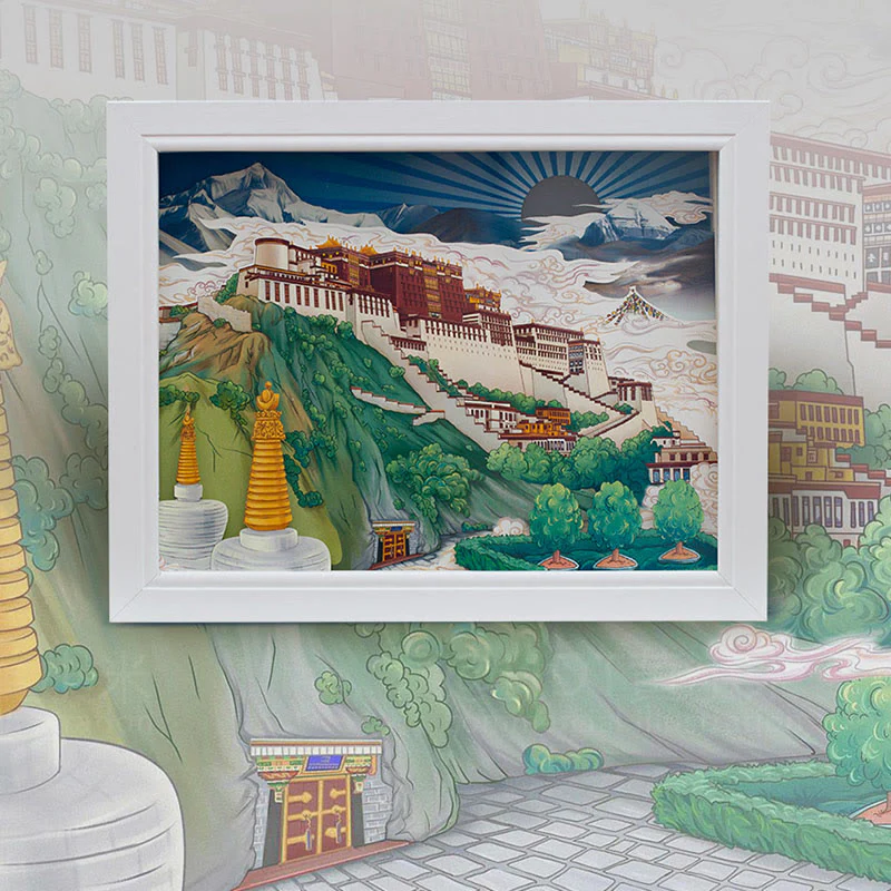 Buddha Stones Tibet Potala Palace Paper LED Carving Lamp Art Night Lights Creative LED Table Lamp