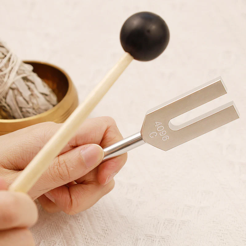 Buddha Stones Tuning Fork 4096HZ Aluminum Alloy Crystal Tuning Fork with Hammer for Chakra Healing