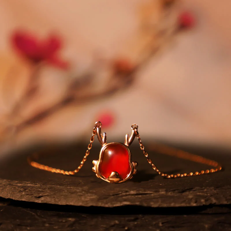 ❗❗❗A Flash Sale- Buddha Stones 925 Sterling Silver Year of the Dragon Natural Red Agate Dragon Attract Fortune Fu Character Strength Bracelet Necklace Pendant Earrings