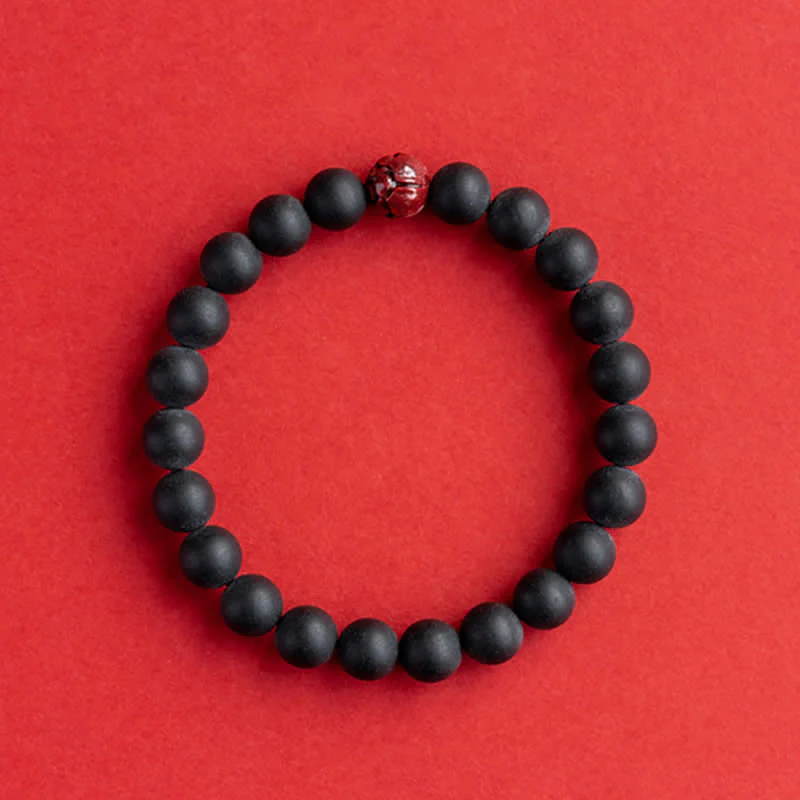 Buddha Stones Tibetan Cypress Cinnabar Lotus Healing Bracelet
