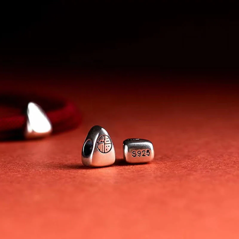 Buddha Stones 925 Sterling Silver Fu Character Blessing Handmade Braided Bracelet