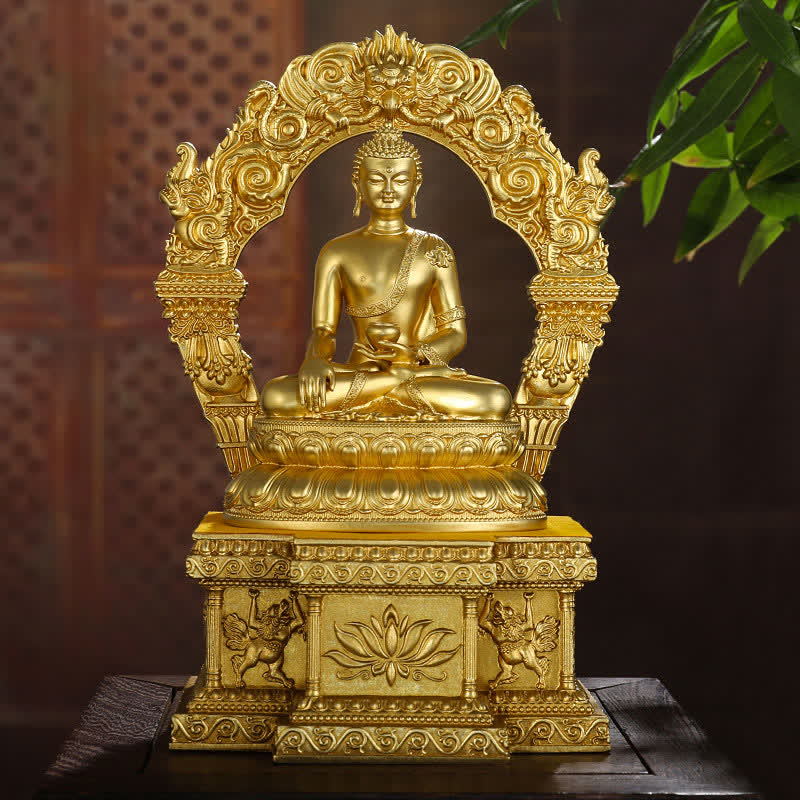 Buddha Stones Shakyamuni Amitabha Medicine Buddha Figurine Serenity Copper Statue Home Decoration