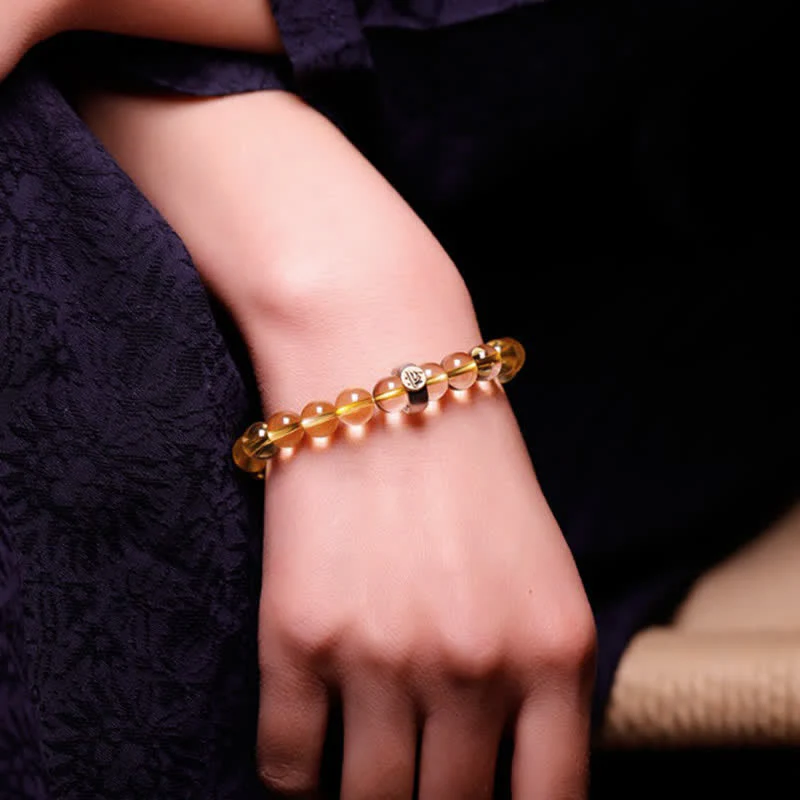 Buddha Stones 925 Sterling Silver Chinese Zodiac Natal Buddha Citrine Protection Bracelet