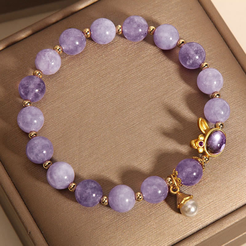 Buddha Stones Natural Purple Quartzite Rabbit Happiness Bracelet
