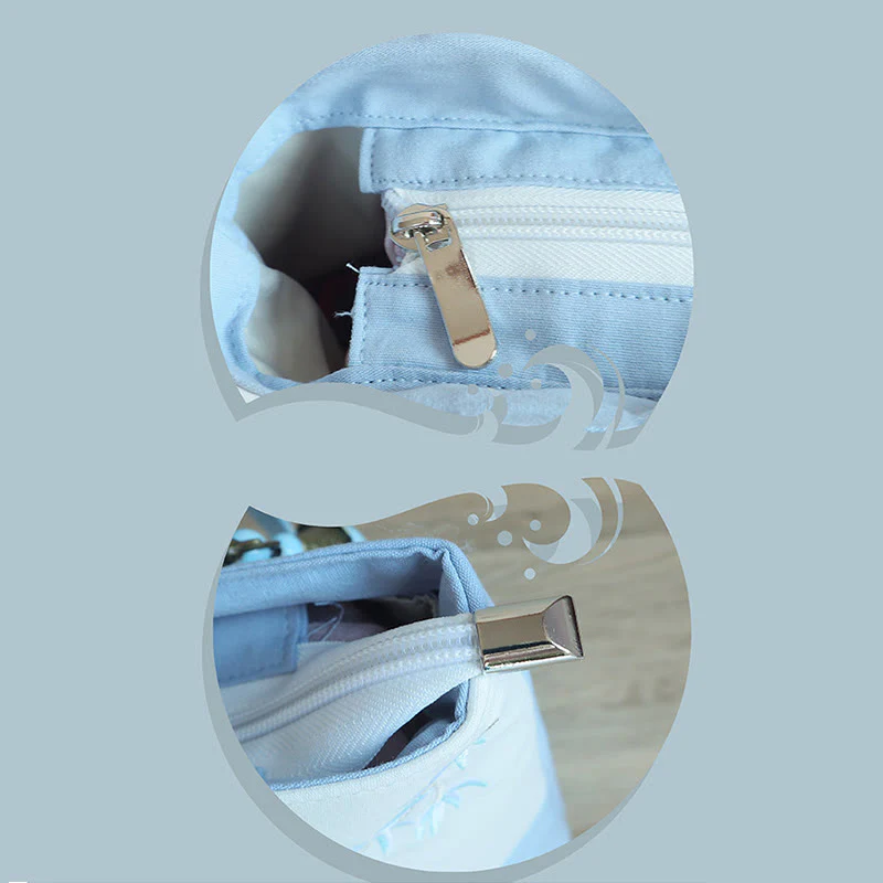 Buddha Stones Pear Flower Plum Peach Blossom Bamboo Embroidery Canvas Large Capacity Shoulder Bag Tote Bag