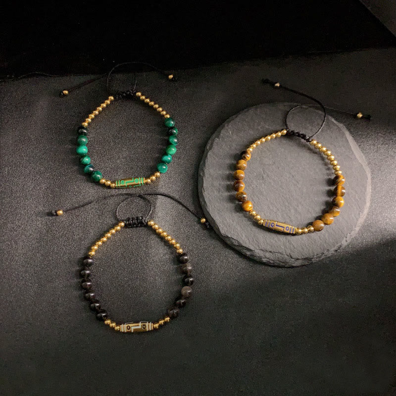 Buddha Stones Cute Bone Pattern Tiger Eye Courage Beads Bracelet