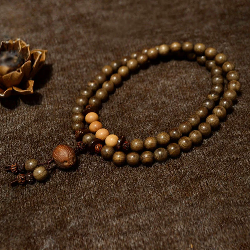 Buddha Stones Tibetan Sandalwood Protection Charm Mala Bracelet