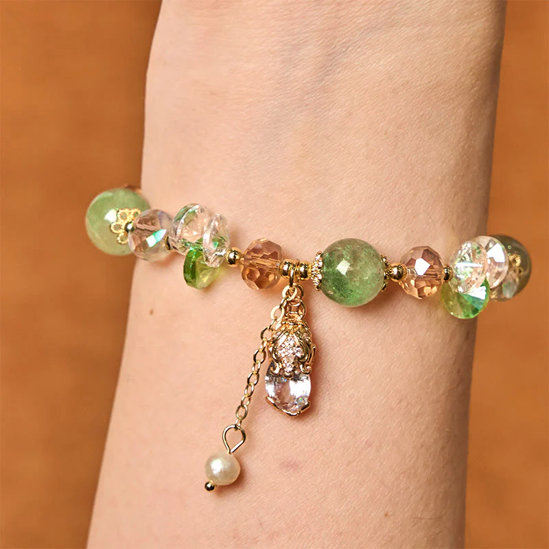 Buddha Stones Natural Citrine Green Strawberry Quartz PiXiu Prosperity Bracelet
