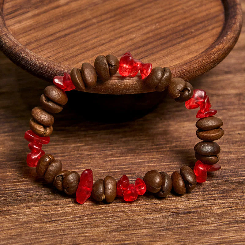Buddha Stones Handmade Natural Coffee Beans Amethyst Citrine Amazonite Irregular Crystal Bracelet