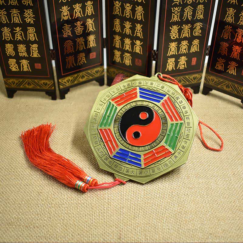 Buddha Stones Feng Shui Bagua Map Five-Emperor Coins Chinese Knotting Harmony Energy Map