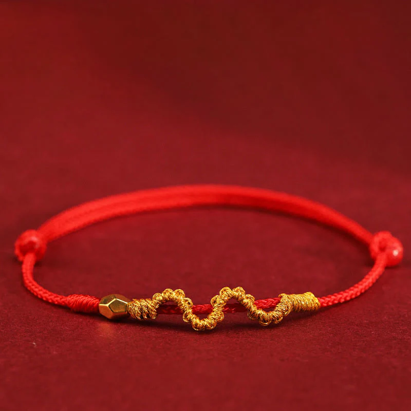 Buddha Stones 999 Gold Year of the Snake Handmade Luck Strength Braided Bracelet Anklet