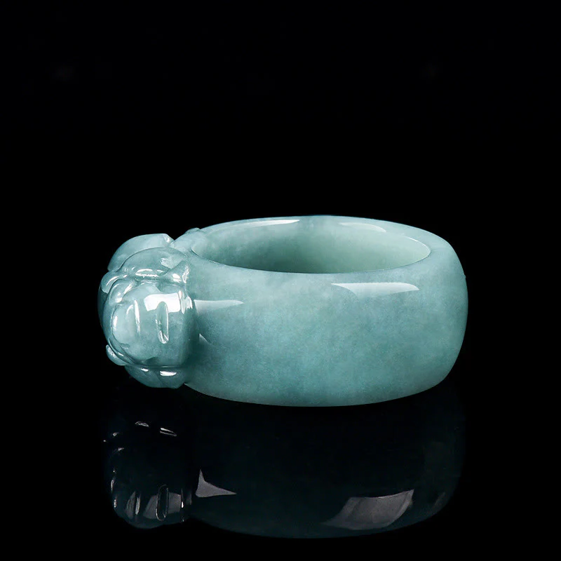 Buddha Stones Fengshui Wealth Prosperity Jade PiXiu Luck Ring