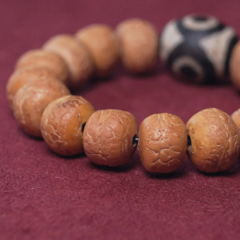 Buddha Stones Tibet Bodhi Seed Dzi Bead Peace Charm Wrist Mala Bracelet
