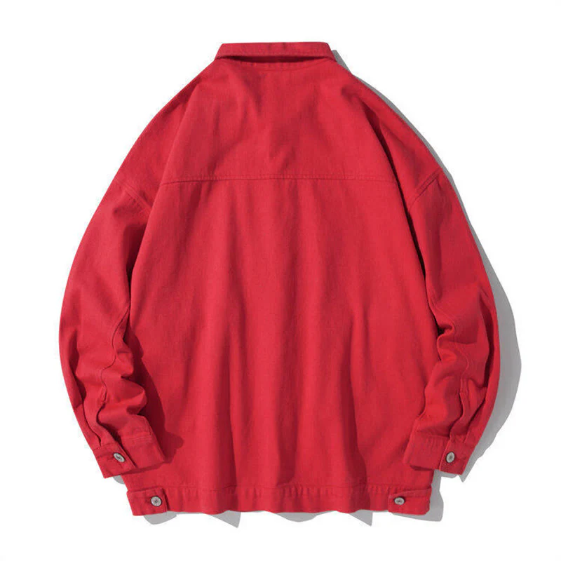 Buddha Stones Long Sleeve Button Stand Collar Design Men's Cotton Jacket Shirt With Pockets