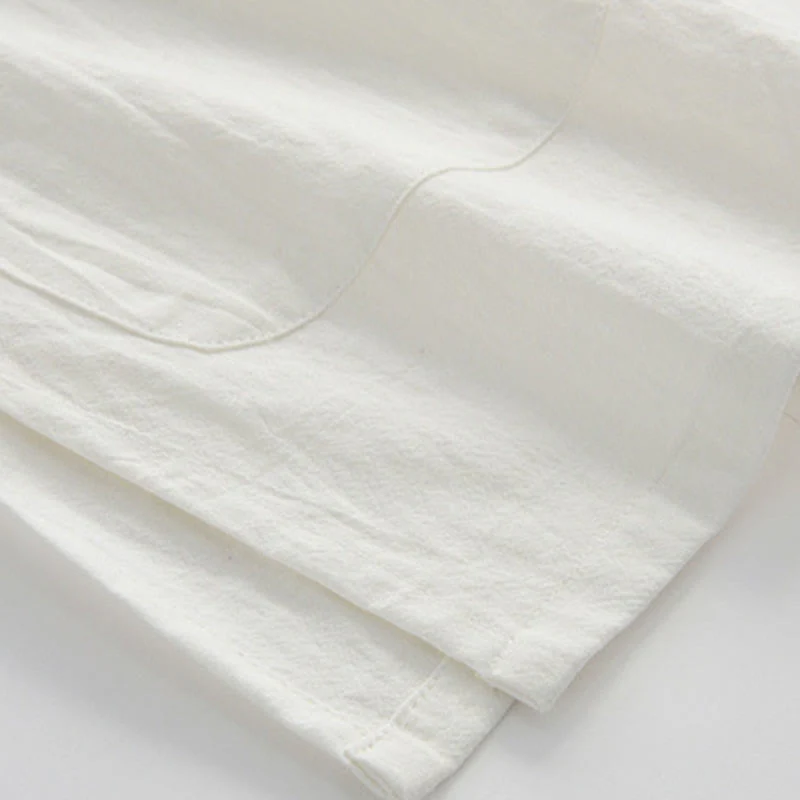 Buddha Stones Chinese Frog-Button Tang Suit Men's Short Sleeve Shirt Cotton Linen Clothing With Pockets