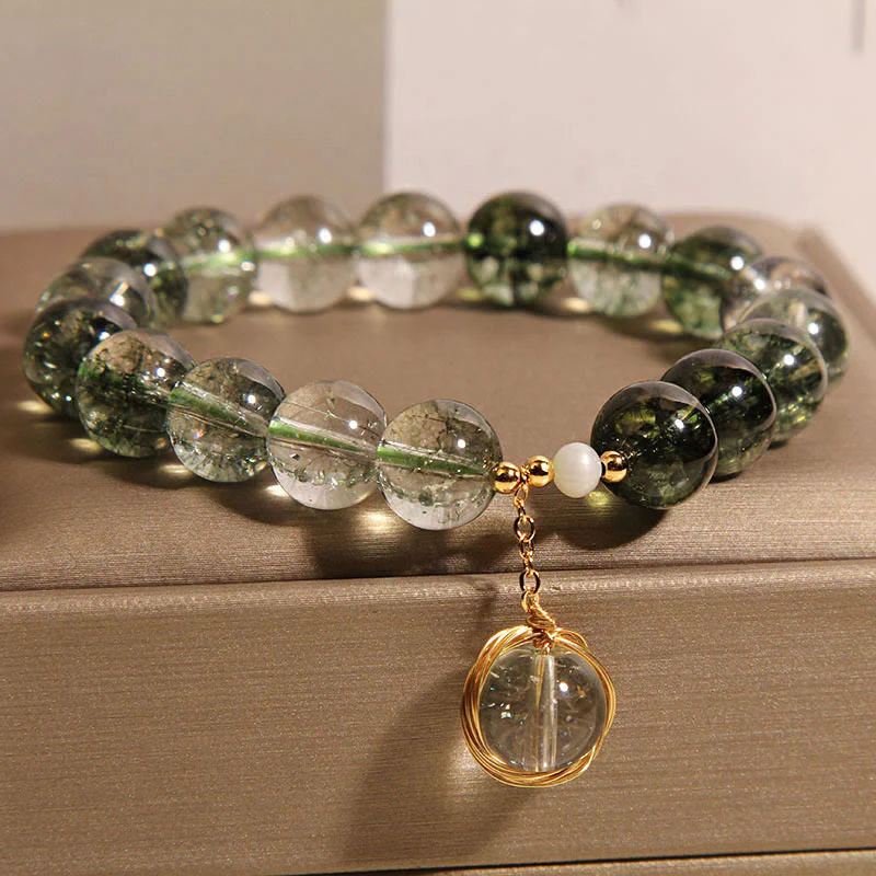 Buddha Stones Natural Green Phantom Crystal Lucky Bracelet
