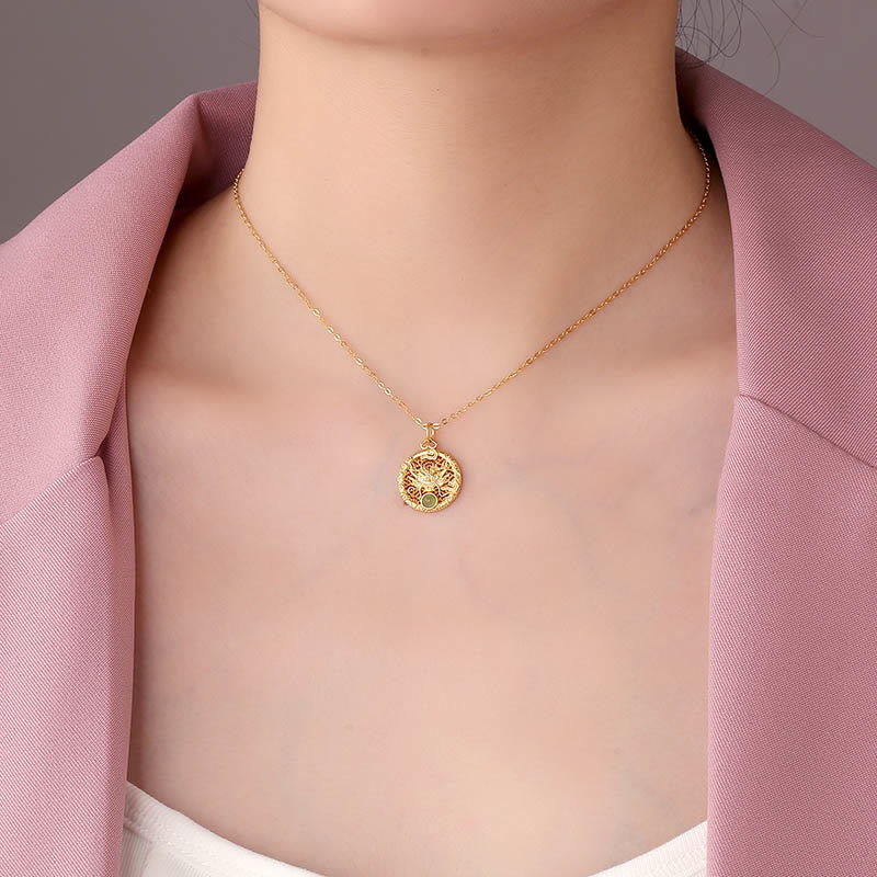 Buddha Stones 925 Sterling Silver Year Of The Dragon Round Natural Hetian Jade Inlaid Strength Necklace Pendant (Extra 30% Off | USE CODE: FS30)