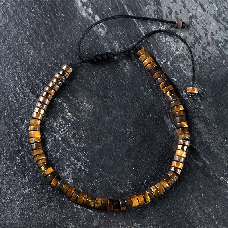 Buddha Stones Natural Tiger Eye Spacer Bead Courage Bracelet