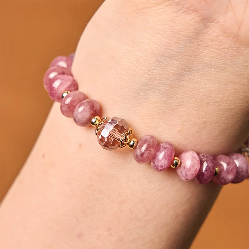 Buddha Stones Natural Rose Quartz Bow Peace Buckle Loving Energy Bracelet
