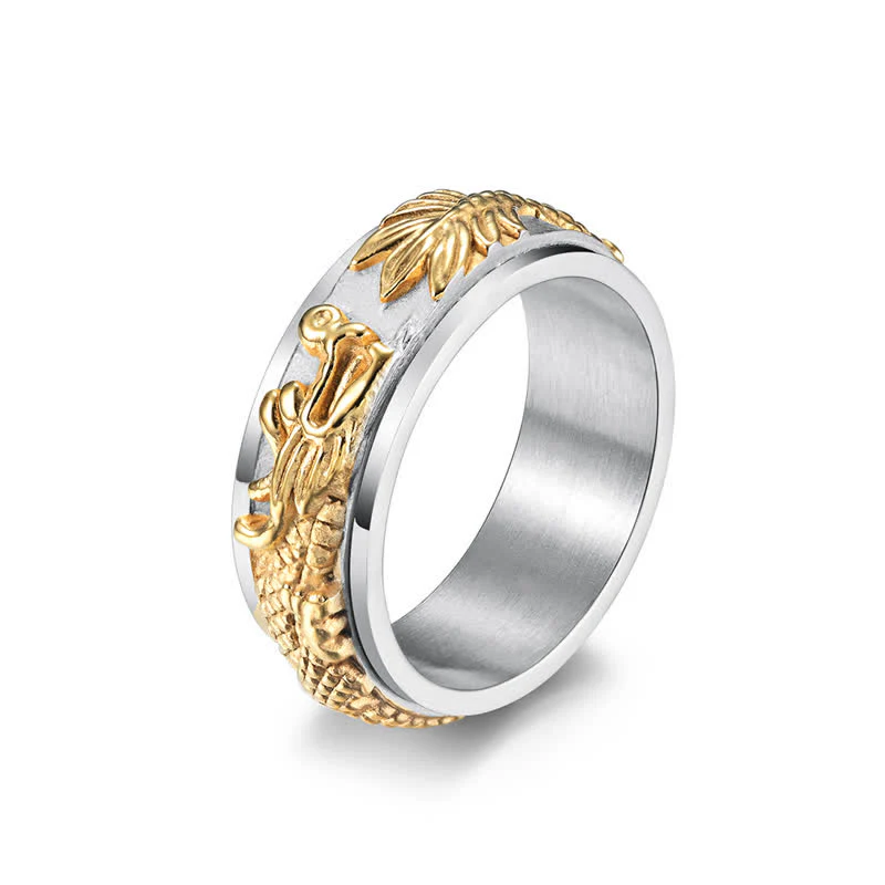 Buddha Stones Dragon Titanium Steel Stimulation Rotatable Ring (Extra 30% Off | USE CODE: FS30)