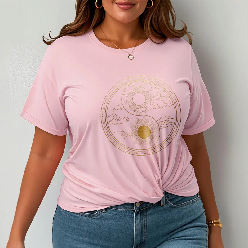 Buddha Stones Yin Yang Sun Auspicious Clouds Tee T-shirt