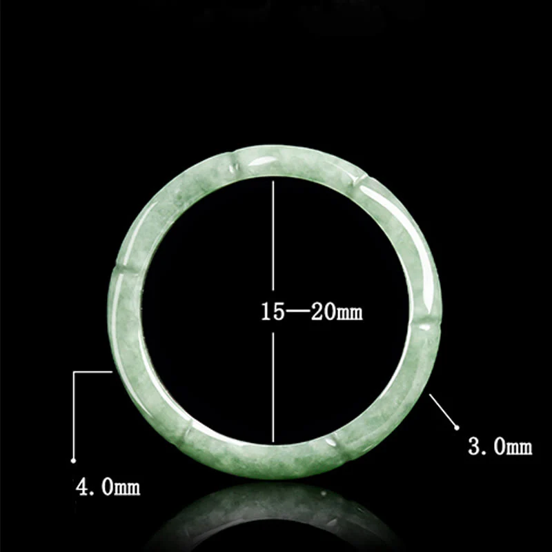 Buddha Stones Natural Bamboo Design Jade Abundance Ring