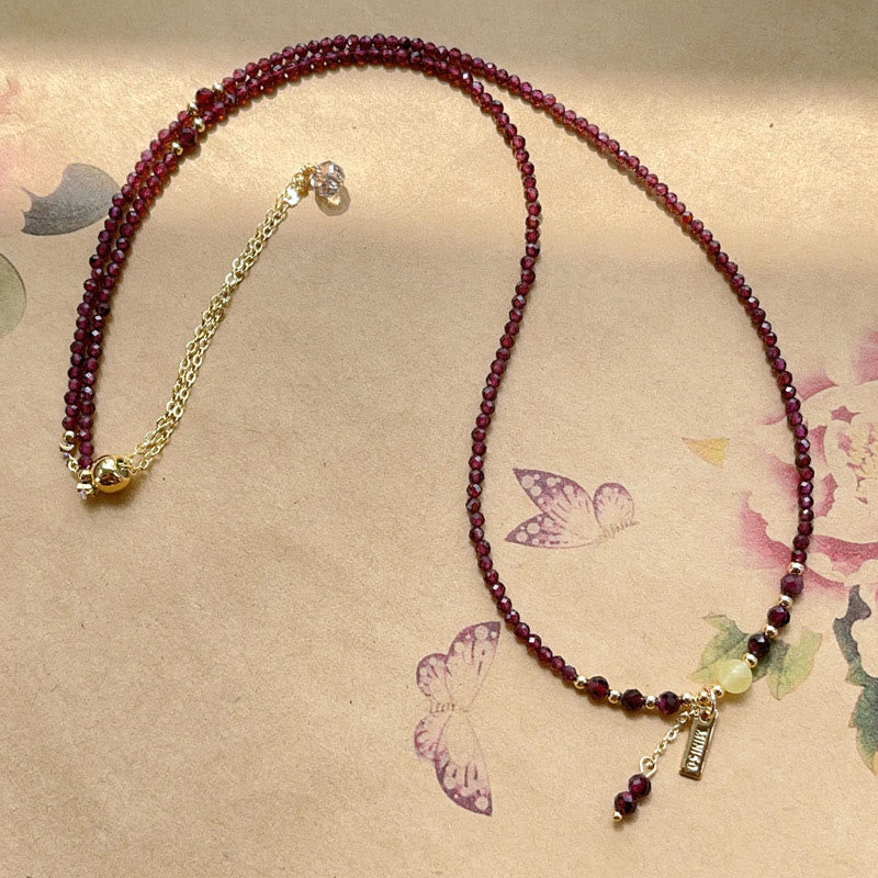 Buddha Stones Small Natural Garnet Passion Triple Wrap Bracelet