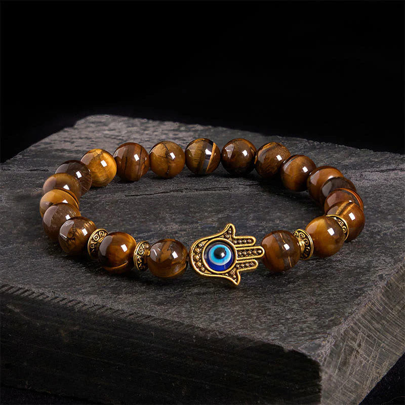 Buddha Stones Tiger Eye Beads Evil Eye Courage Bracelet