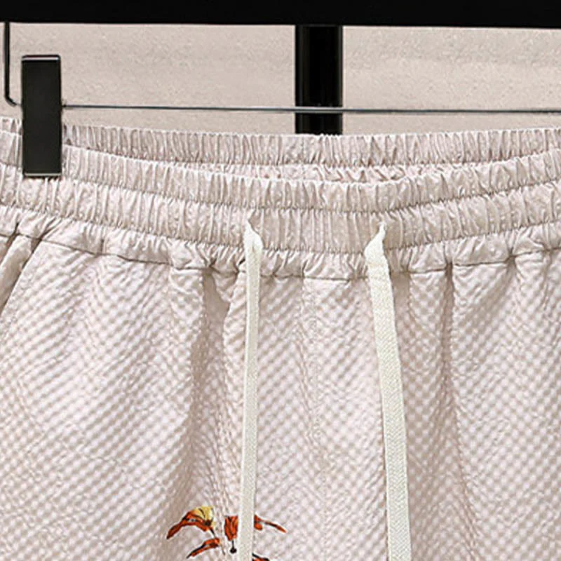 Buddha Stones Landscape Coconut Trees Magpie Pattern Short Sleeve Shorts Men's Set